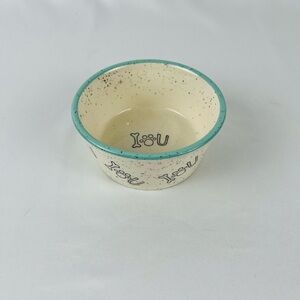 Pacifica Pet Bowl Food Water Dog Puppy “I love you” Interior and Exterior Cream